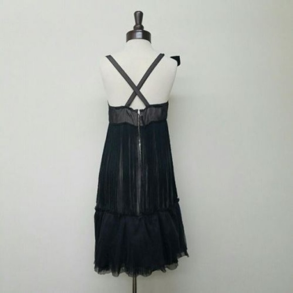 Silk Blend Flapper Fringe Bow Criss Cross Dress - Picture 2 of 4